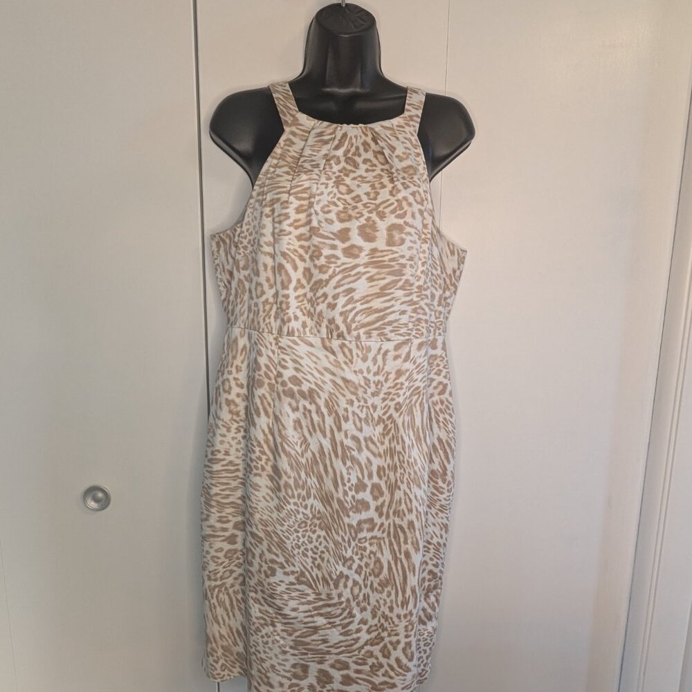 Calvin Klein Ivory Animal Print Halter Dress SZ12